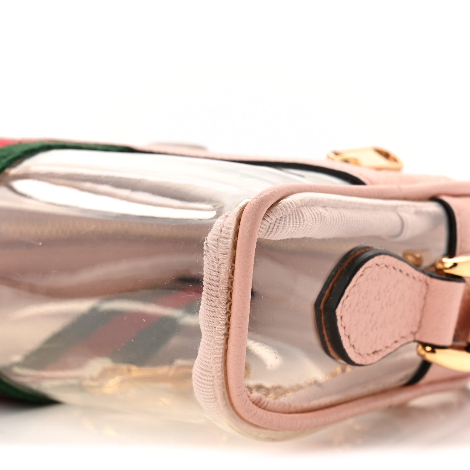 Gucci Vinyl Web Mini Ophidia Transparent Shoulder Bag Perfect Pink