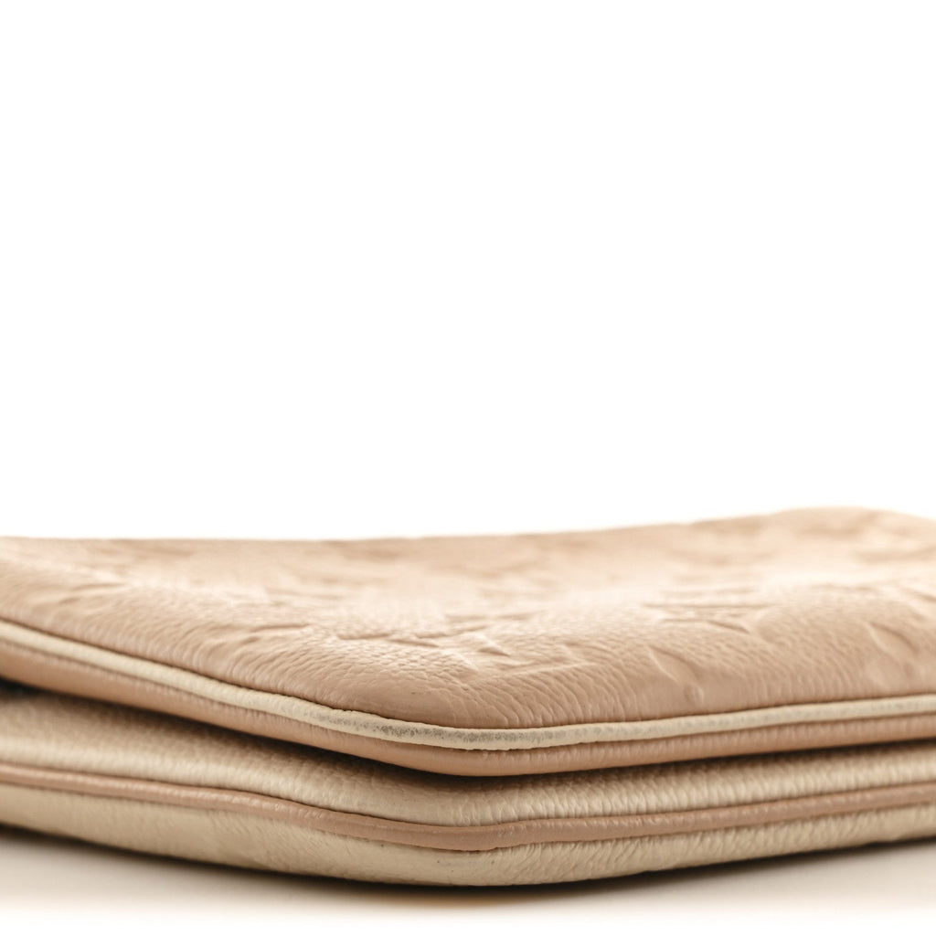 Louis Vuitton Empreinte Double Zip Pochette Beige Rose Creme