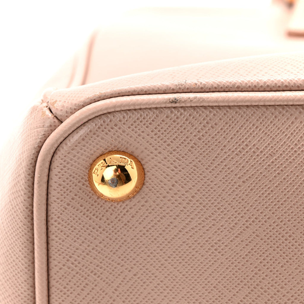 Prada Saffiano Small Galleria Double Zip Tote Cammeo