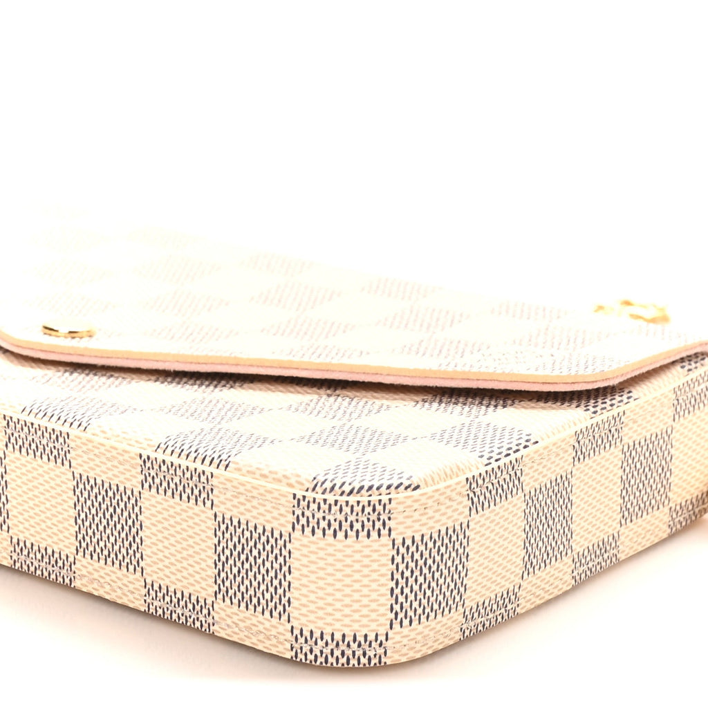 Louis Vuitton Damier Azur Pochette Felicie Chain Wallet Rose Ballerine