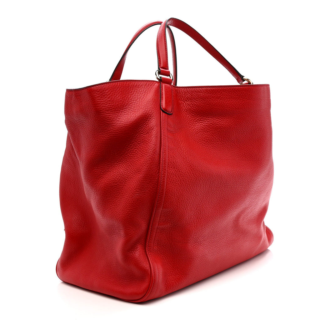 Gucci Pebbled Calfskin Large Soho Shoulder Bag Red
