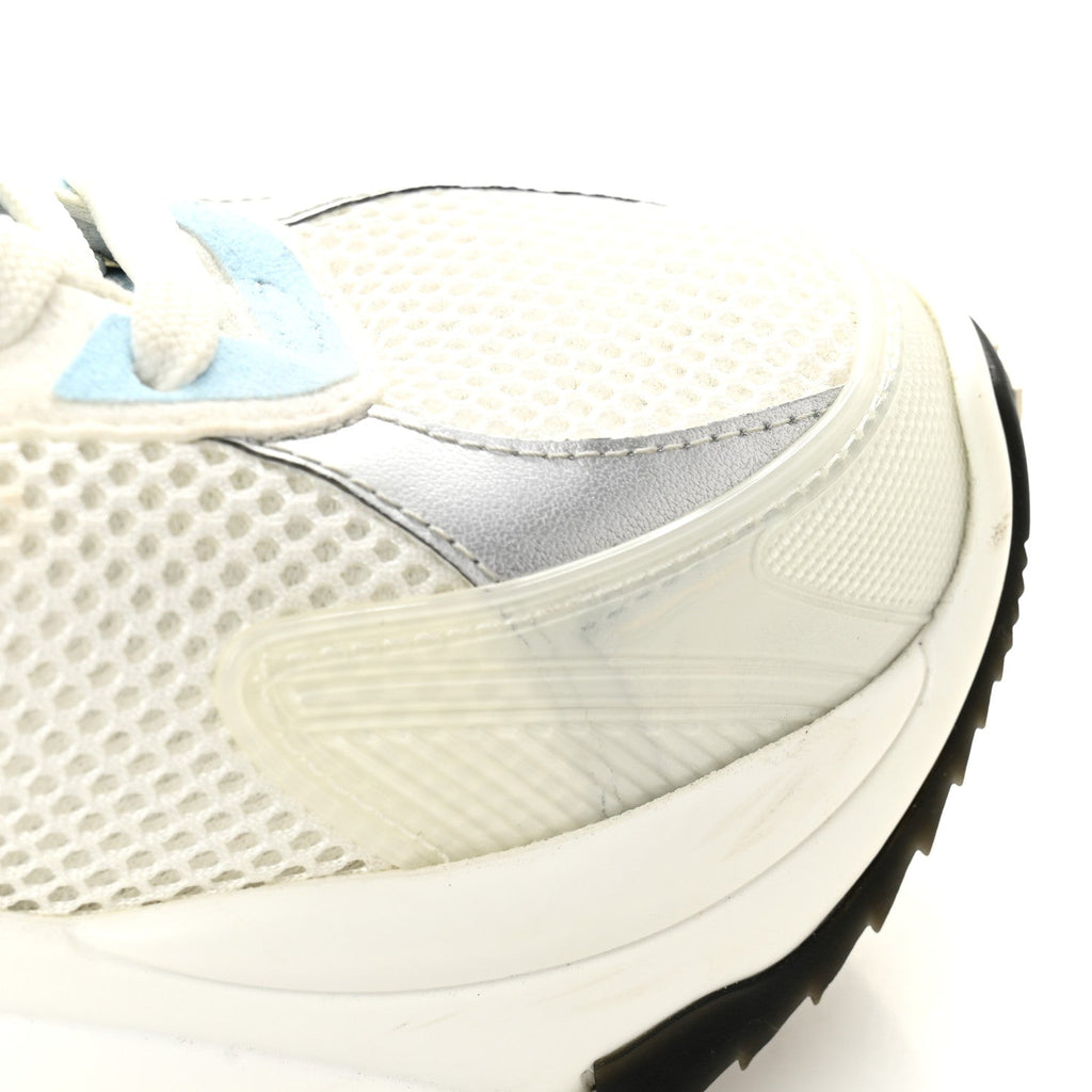 Louis Vuitton Patent Calfskin Technical Mesh Monogram Run 55 Sneakers 37 Bleu Clair