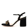 Gucci Kid Scamosciato GG Marmont Ankle Wrap 75mm Sandals 37 Black