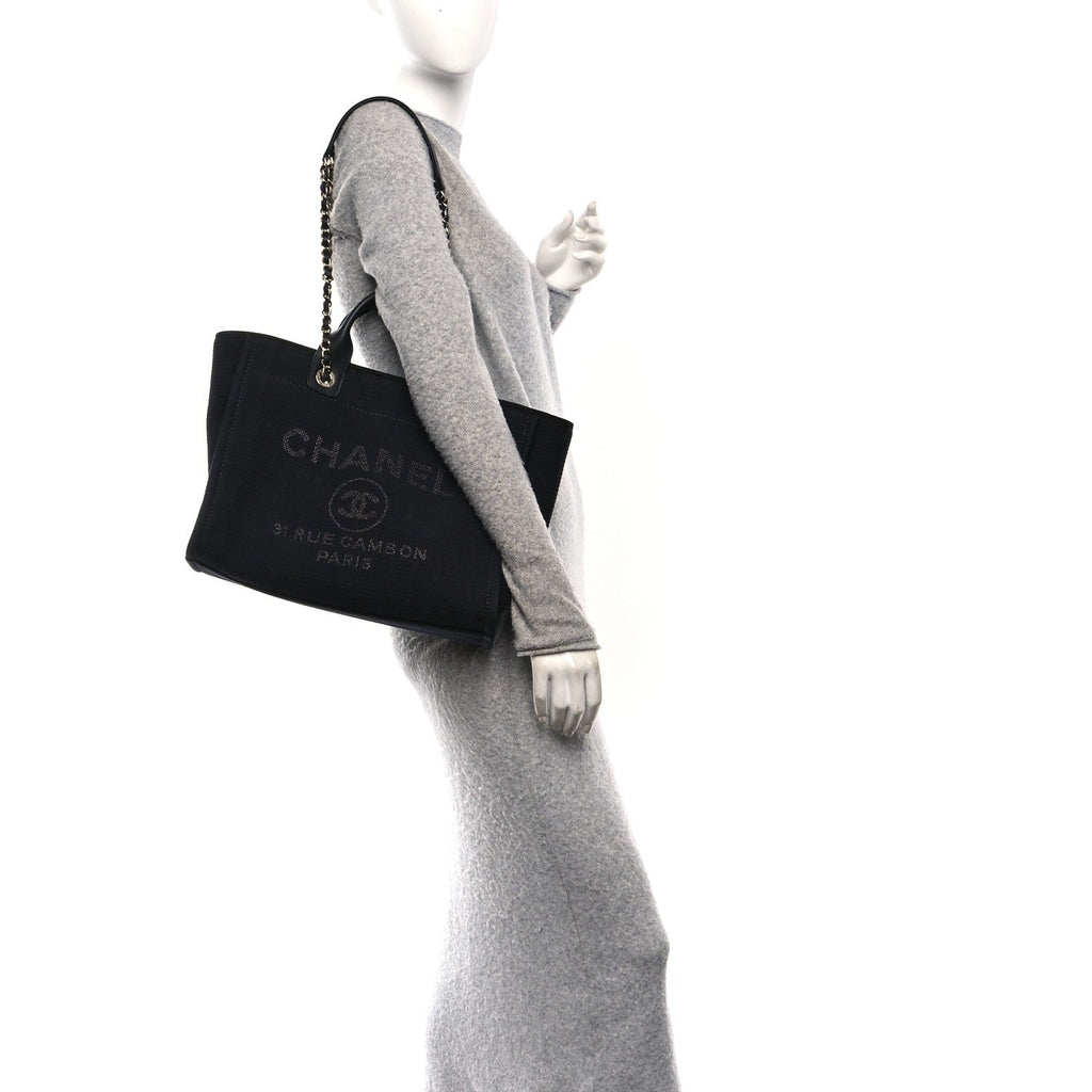 Chanel Mixed Fibers Small Deauville Tote Black