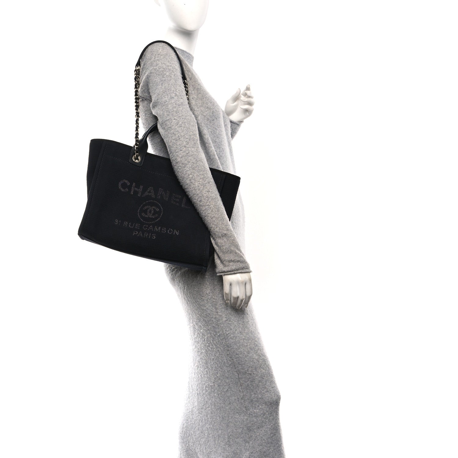 Chanel Mixed Fibers Small Deauville Tote Black