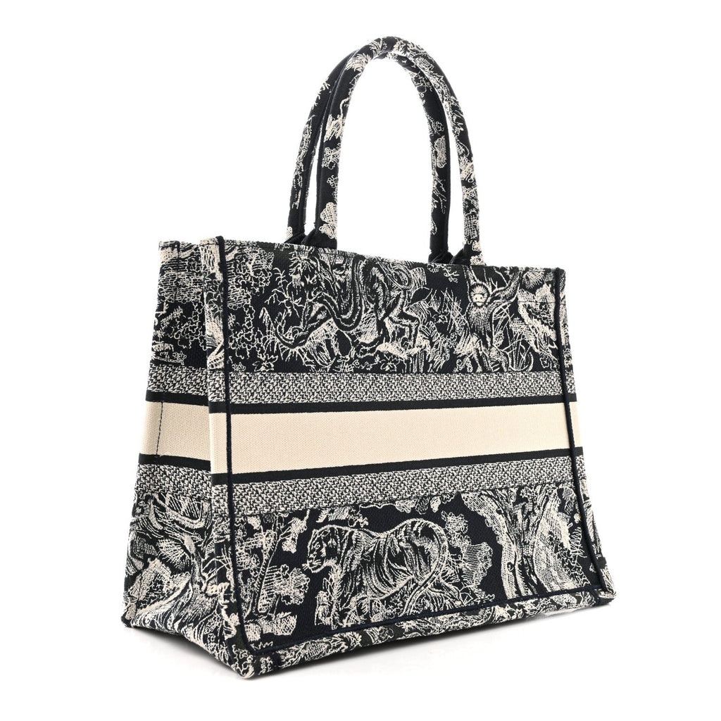 Christian Dior Canvas Embroidered Medium Toile De Jouy Reverse Book Tote Blue