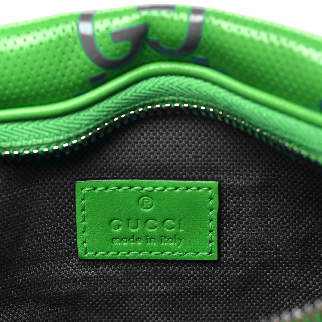 Gucci Calfskin GG Tennis Bi-Color Embossed Belt Bag Joy Green Joy Blue