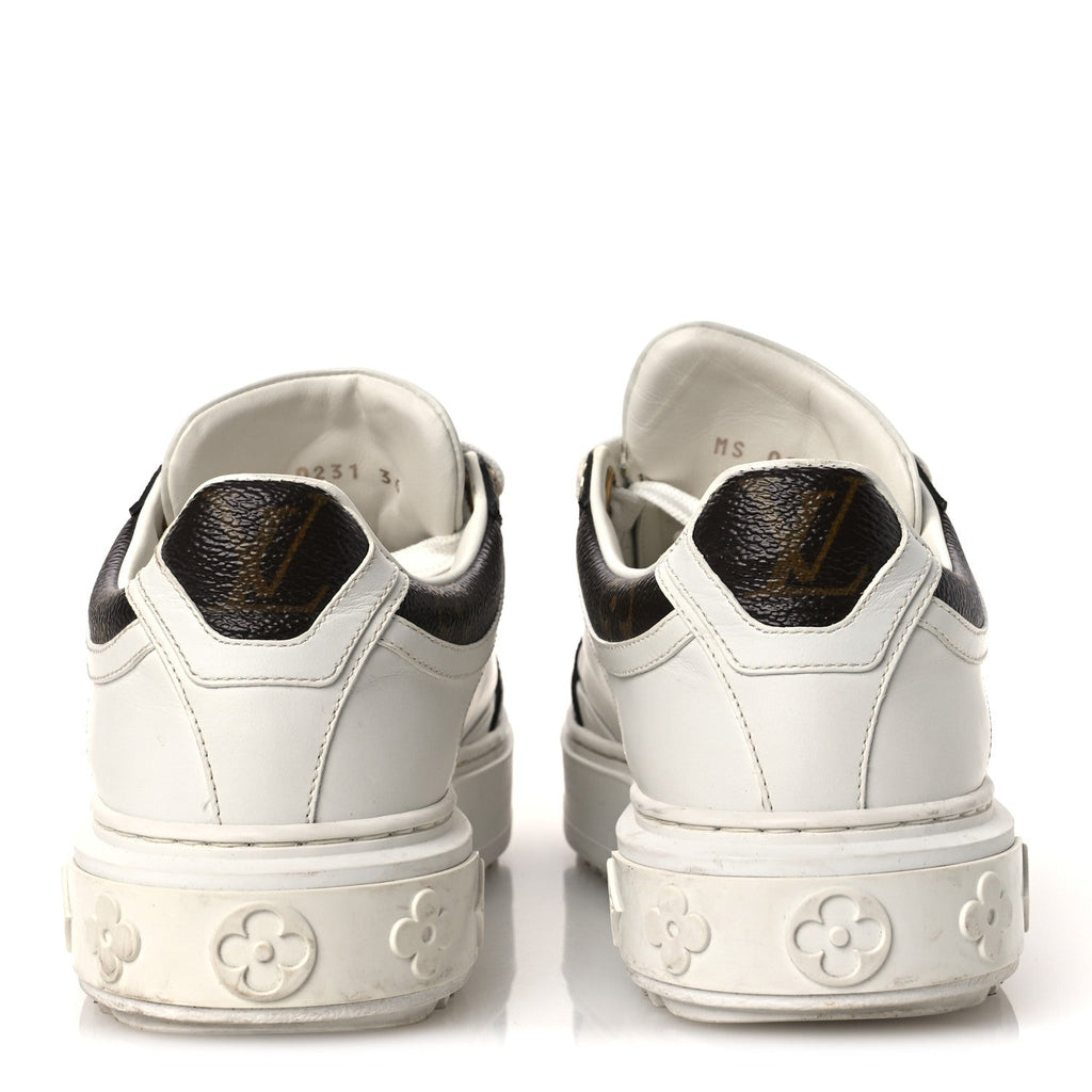 Louis Vuitton Calfskin Embossed Monogram Time Out Sneakers 36 White