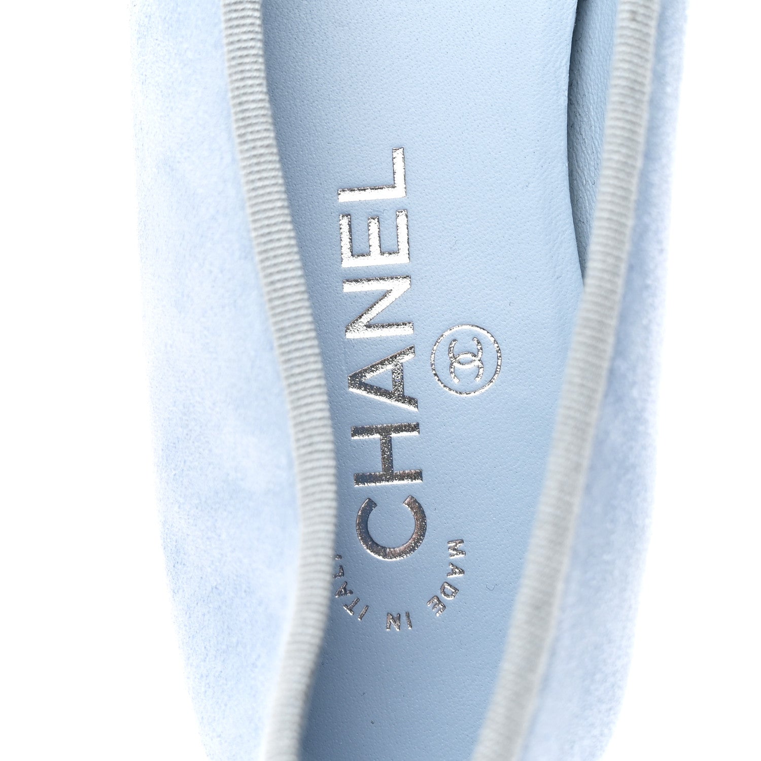 Chanel Suede Calfskin Cap Toe CC Ballerina Flats 40.5 Light Blue Turquoise