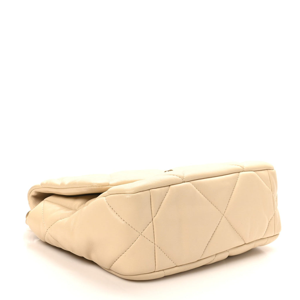 Chanel Lambskin Quilted Medium Chanel 19 Flap Beige