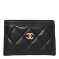 Lambskin Quilted Card Holder Black