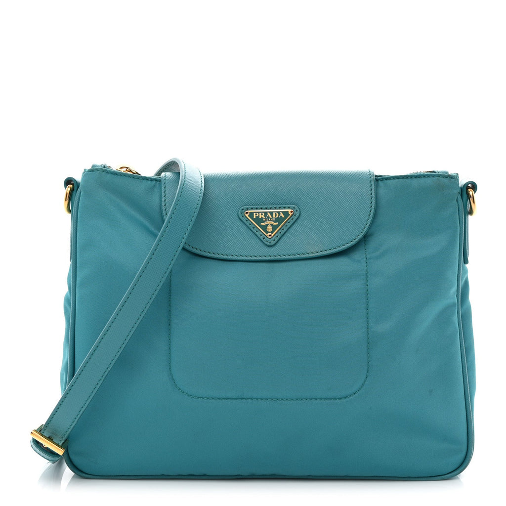 Prada Tessuto Nylon Saffiano Crossbody Bag Turchese