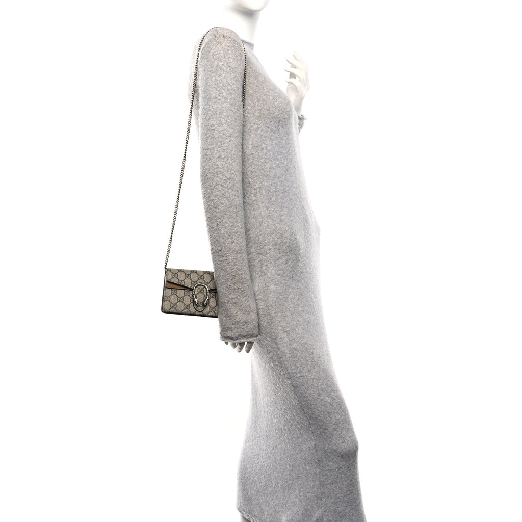 Gucci GG Supreme Monogram Super Mini Dionysus Shoulder Bag Taupe