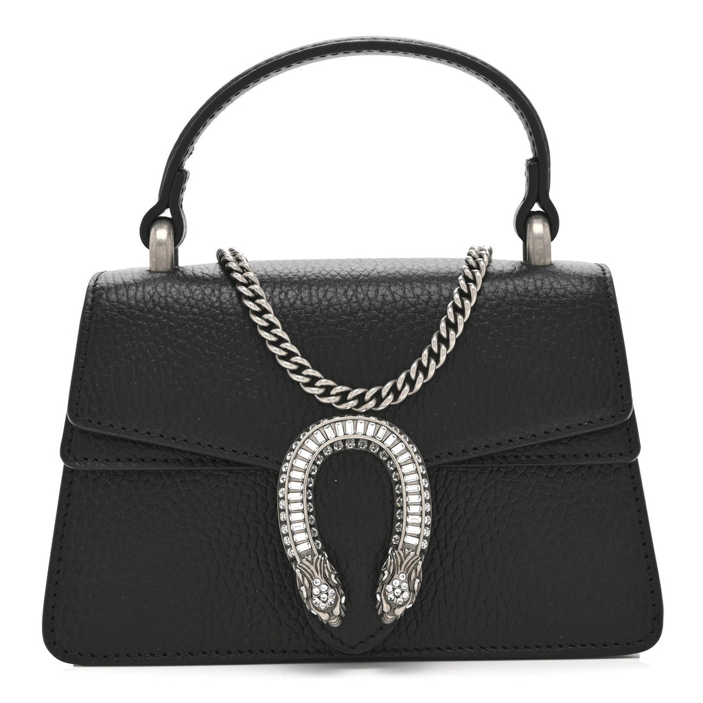 Gucci Dollar Calfskin Crystal Mini Dionysus Top Handle Bag Black Crystal