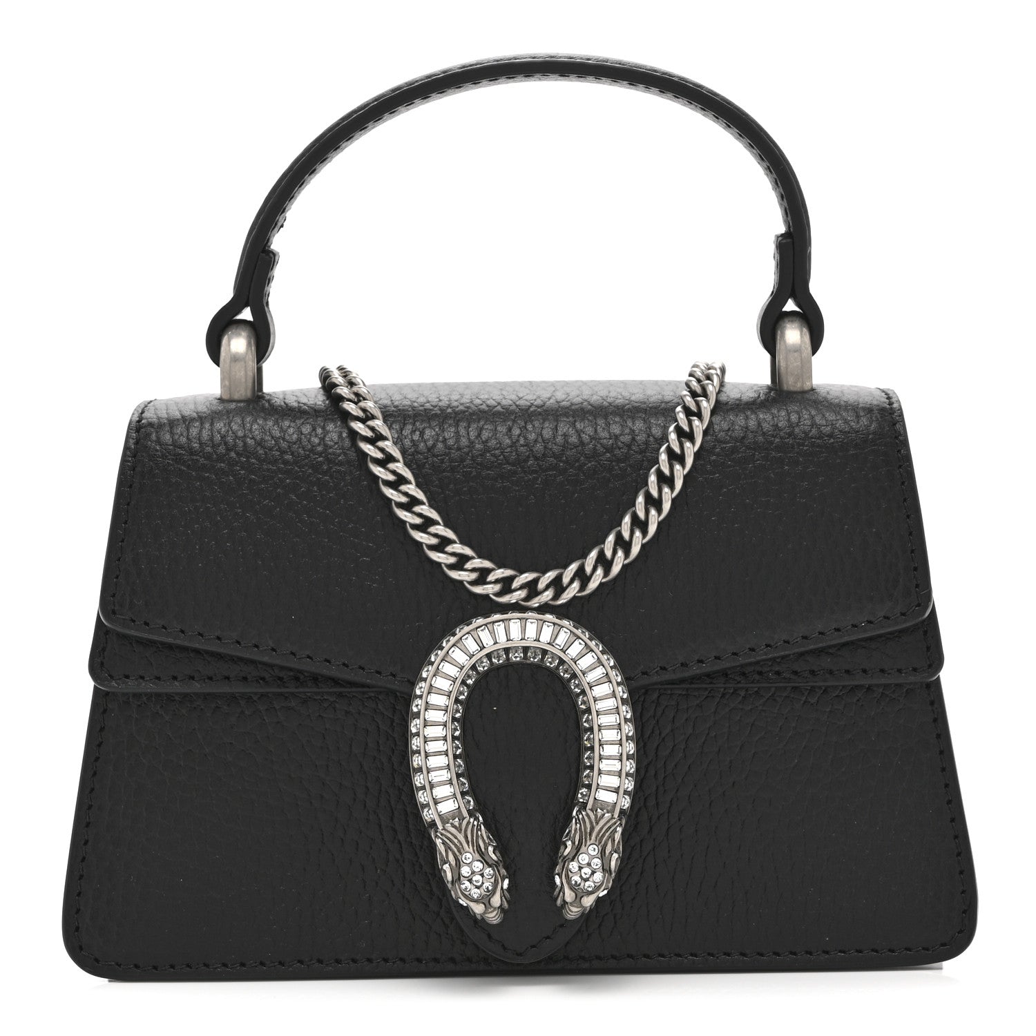 Gucci Dollar Calfskin Crystal Mini Dionysus Top Handle Bag Black Crystal