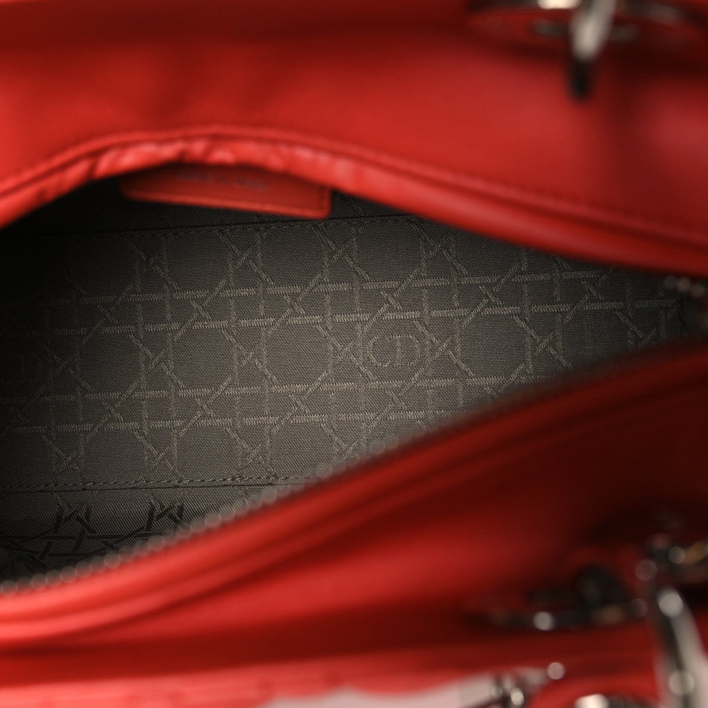 Christian Dior Lambskin Cannage Medium Lady Dior Coral