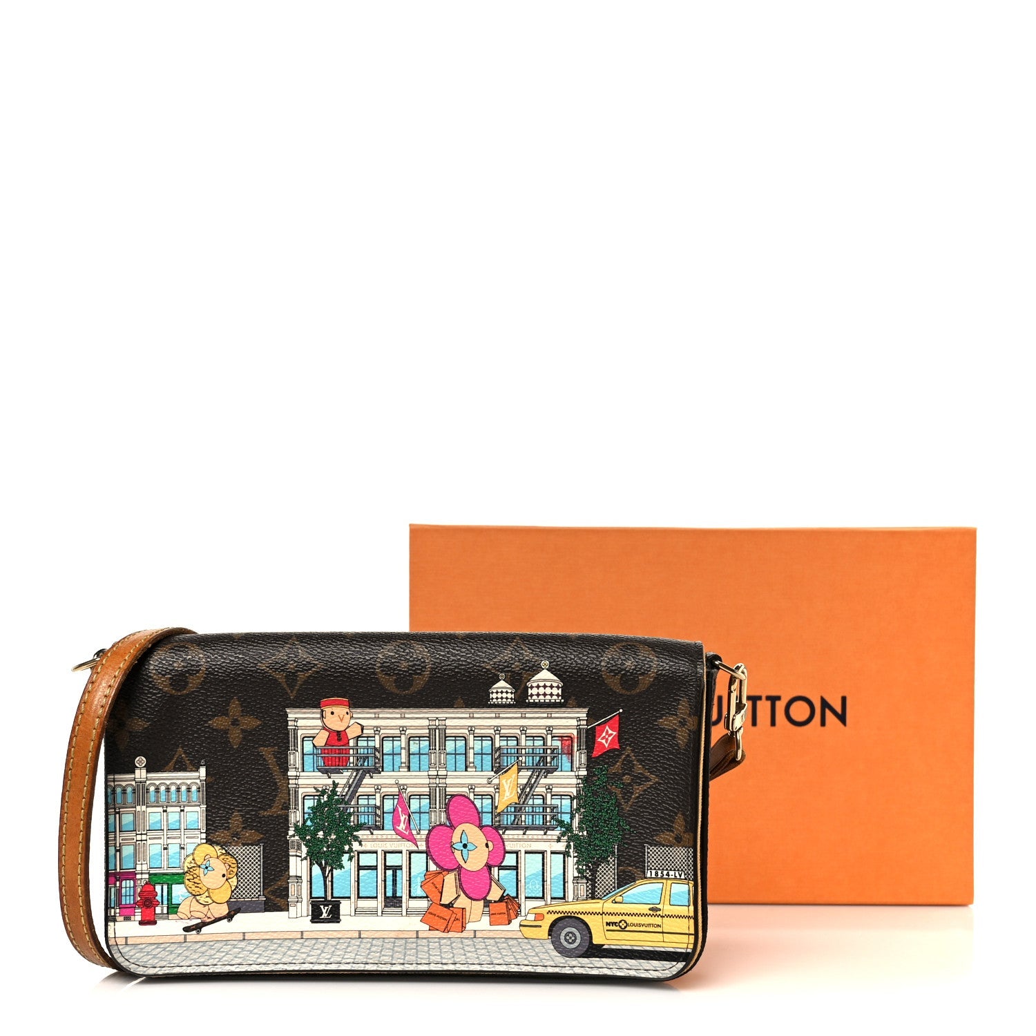 Louis Vuitton Monogram 2022 Christmas Animation New York Soho Pochette Felicie Chain Wallet Yellow
