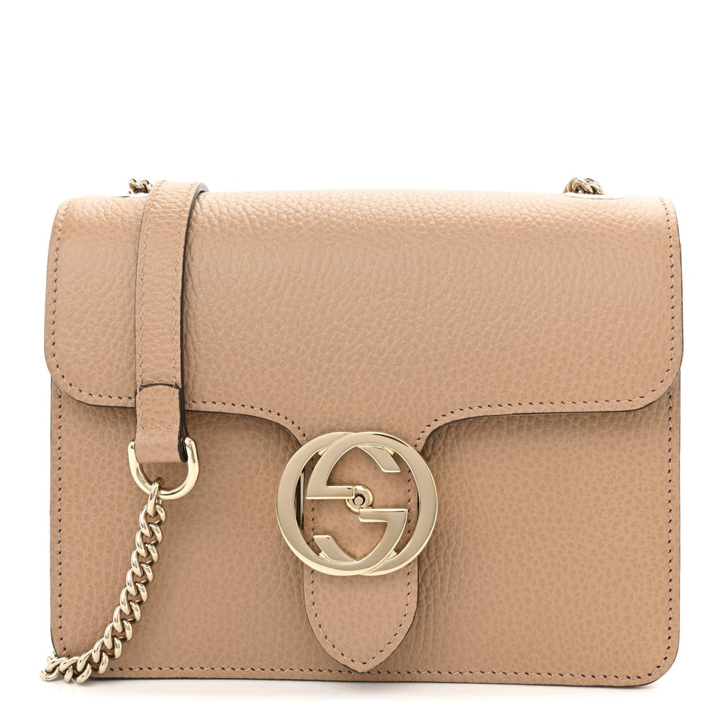 Gucci Dollar Calfskin Small Interlocking G Shoulder Bag Camelia
