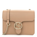 Gucci Dollar Calfskin Small Interlocking G Shoulder Bag Camelia