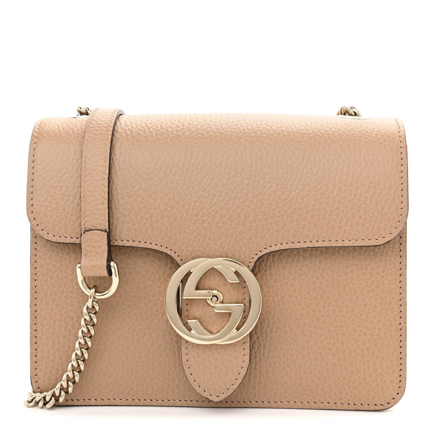 Gucci Dollar Calfskin Small Interlocking G Shoulder Bag Camelia