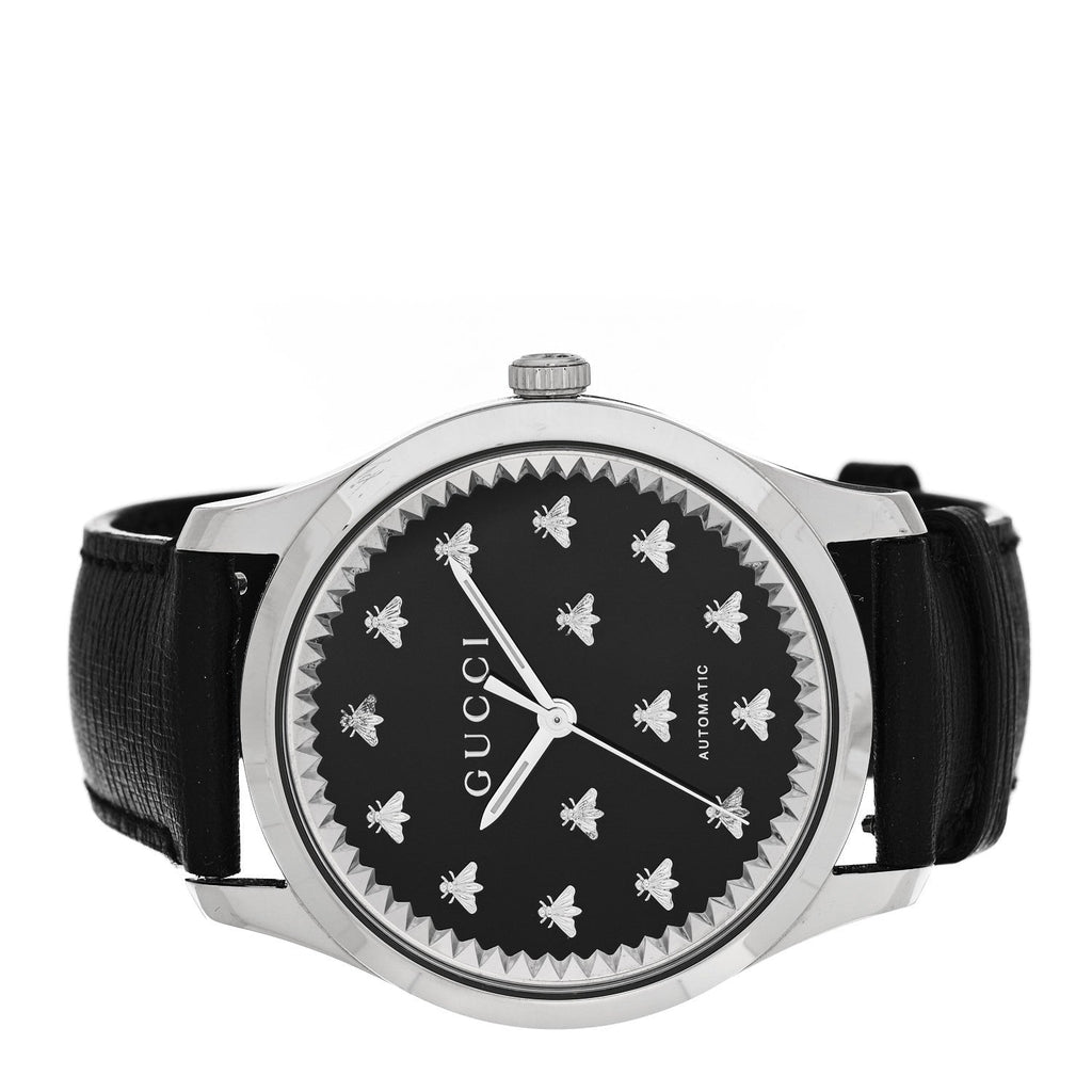 Gucci Stainless Steel Calfskin 42mm G-Timeless Bee Automatic Watch Black