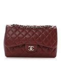 Chanel Caviar Quilted Jumbo Double Flap Dark Red