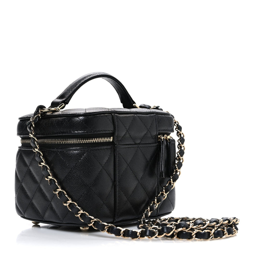 Chanel Caviar Quilted Small CC Vanity Case Black Black