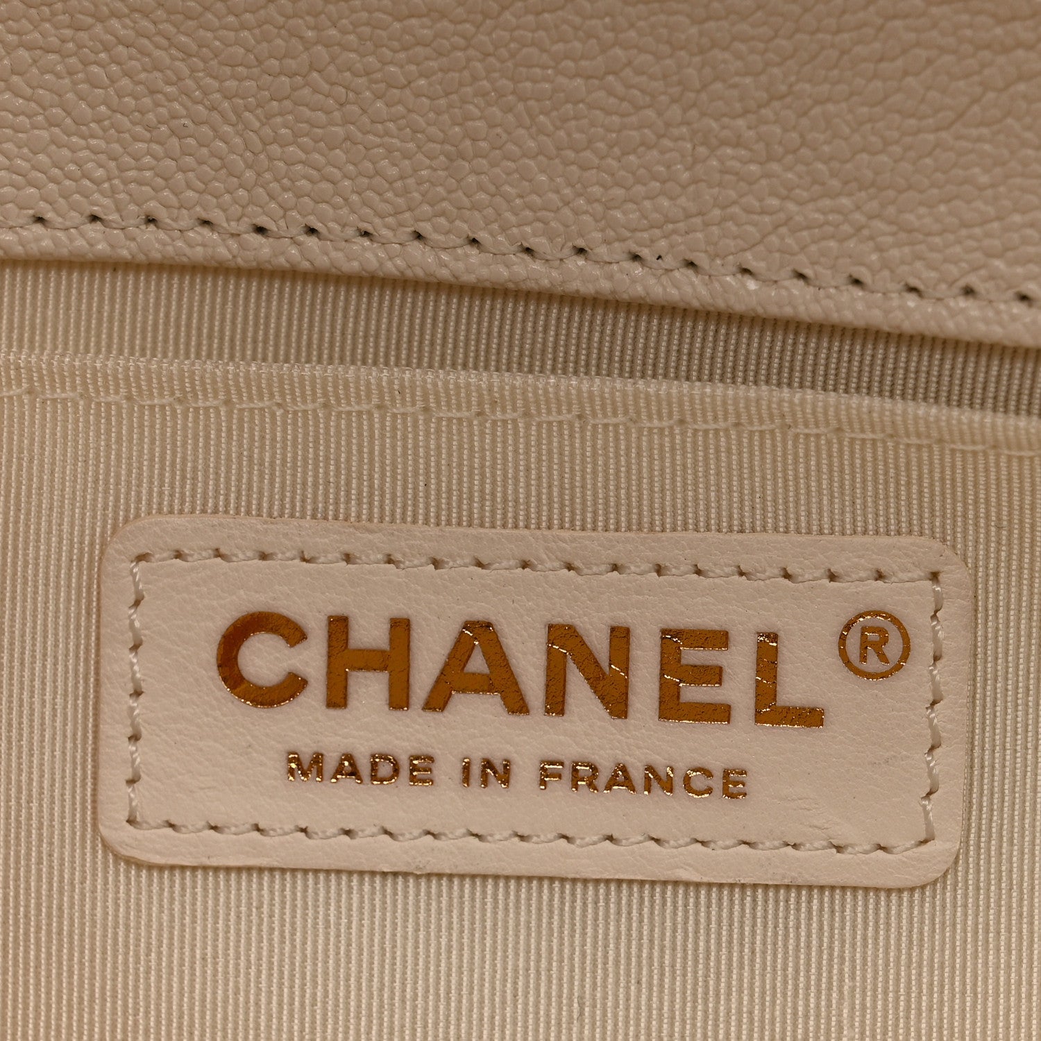 Chanel Caviar Chevron Quilted Medium Boy Flap White