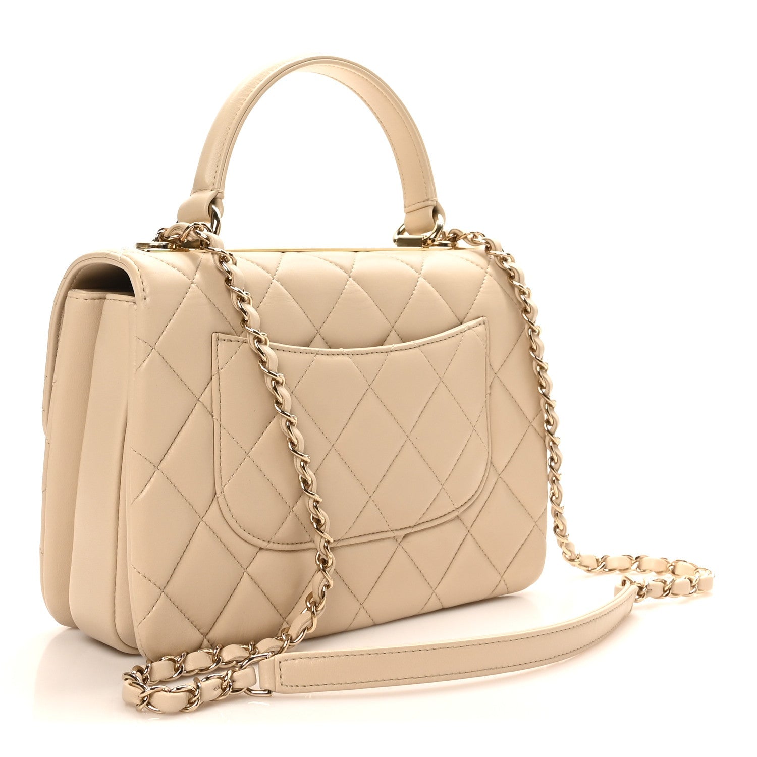 Chanel Lambskin Quilted Small Trendy CC Dual Handle Flap Bag Light Beige