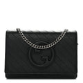 Gucci Sakai Be Green Calfskin Diagonal Stitched Blondie Wallet on Chain Black