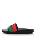 Gucci Rubber Web Womens Interlocking G Slide Sandals 33 Black Green Red