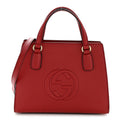 Gucci Dollar Calfskin Medium Soho Top Handle Satchel Hibiscus Red
