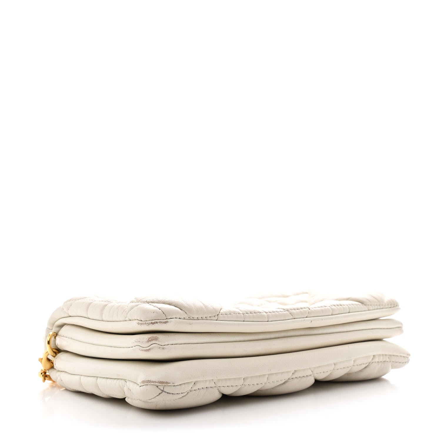 Christian Dior Calfskin Macrocannage Mini Caro Bag White