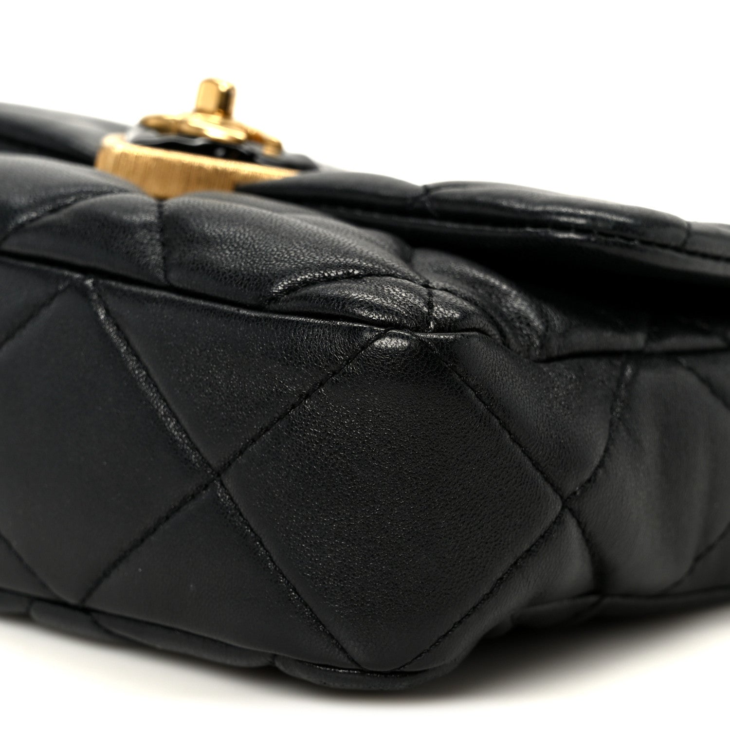 Chanel Lambskin Resin Quilted Mini Heart Square Flap Black