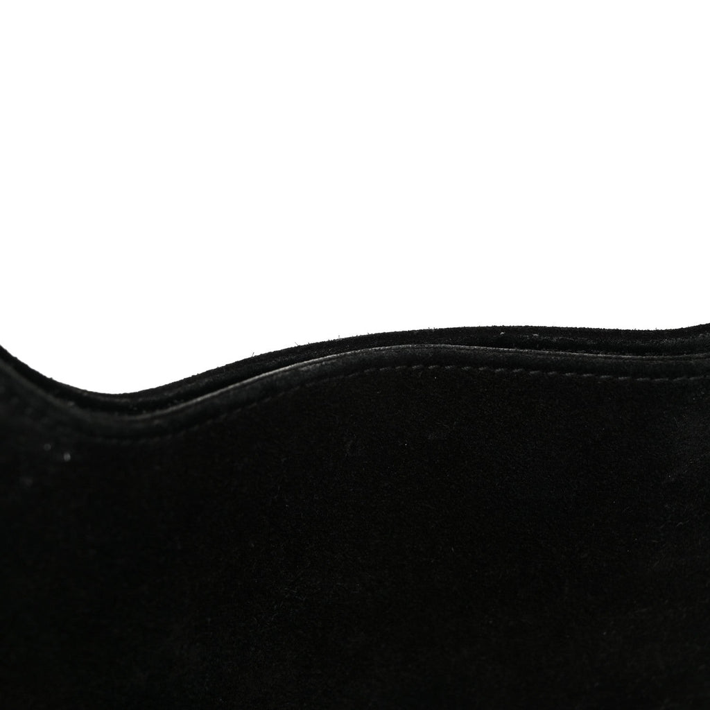 Gucci Suede Logo Shoulder Bag Black