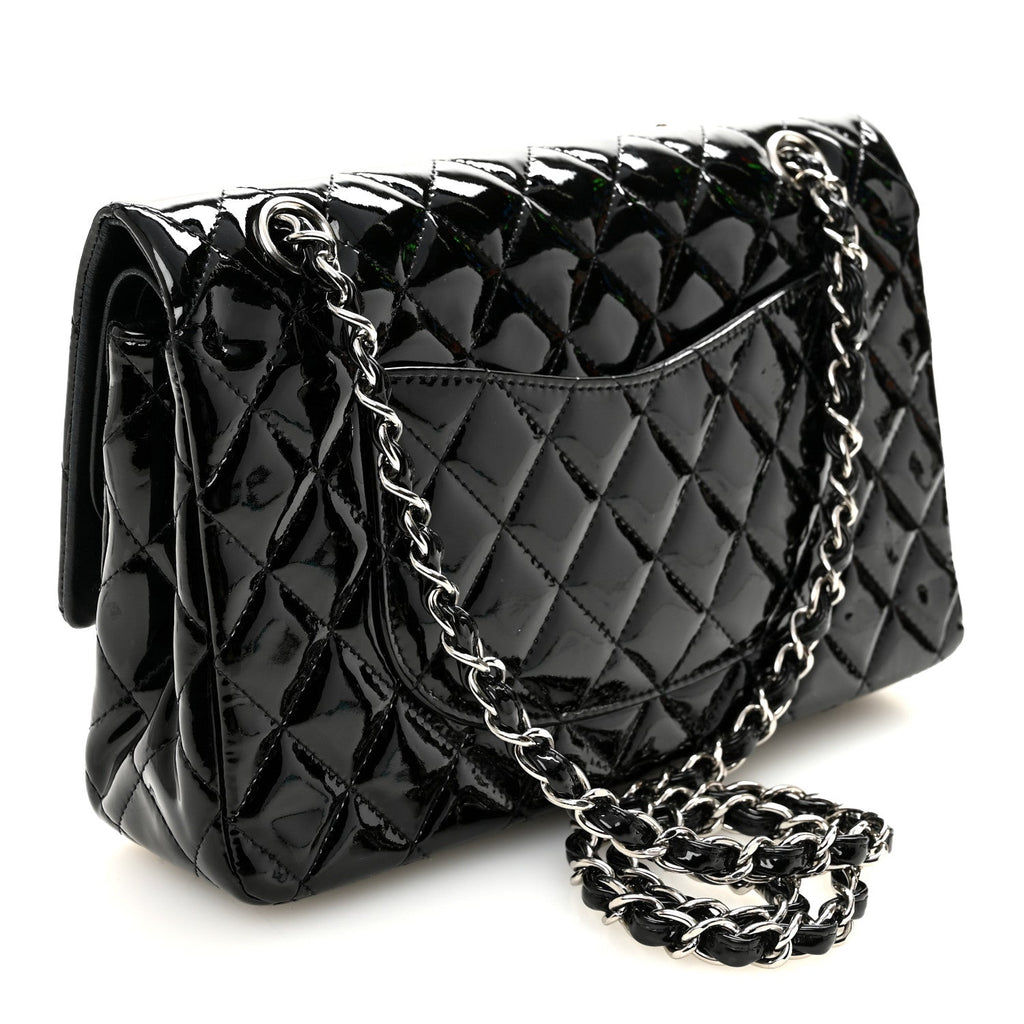 Chanel Patent Quilted Medium Double Flap Black