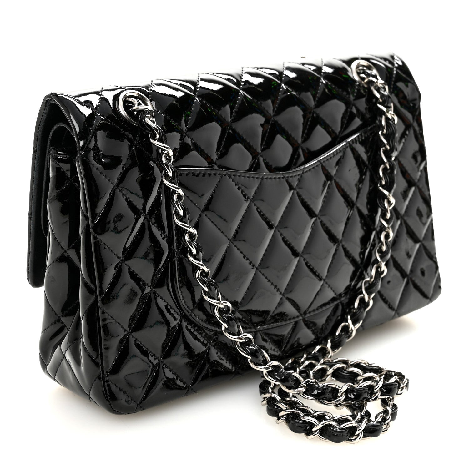 Chanel Patent Quilted Medium Double Flap Black