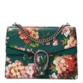 Gucci Calfskin Blooms Print Medium Dionysus Shoulder Bag Bright Emerald Multicolor