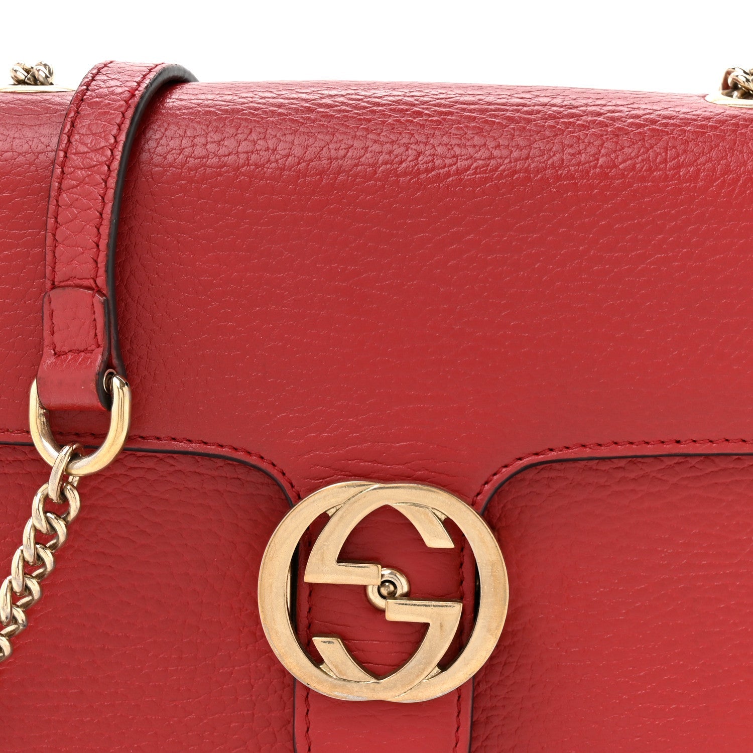 Gucci Dollar Calfskin Small Interlocking G Shoulder Bag Red