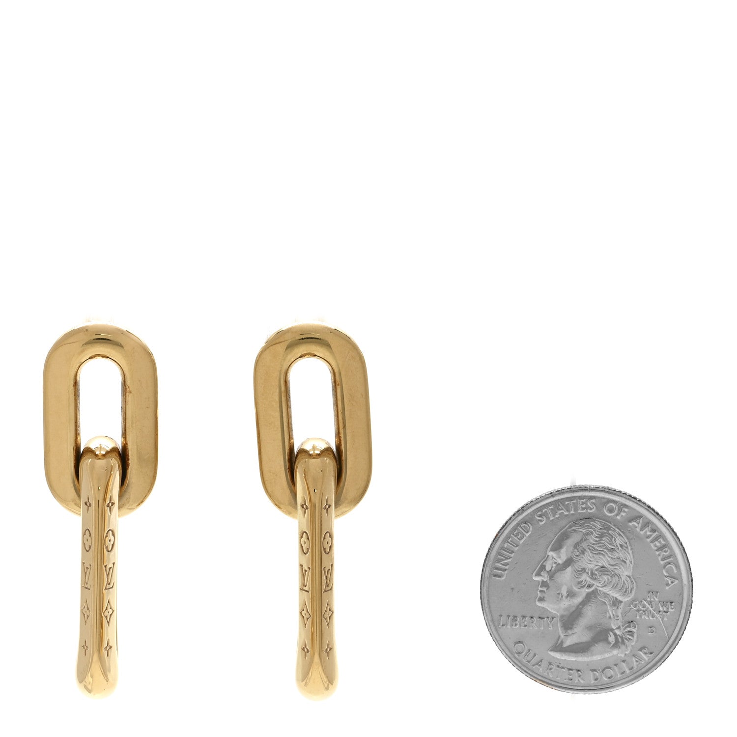 Louis Vuitton Metal LV Edge Double Hoop Earrings Gold