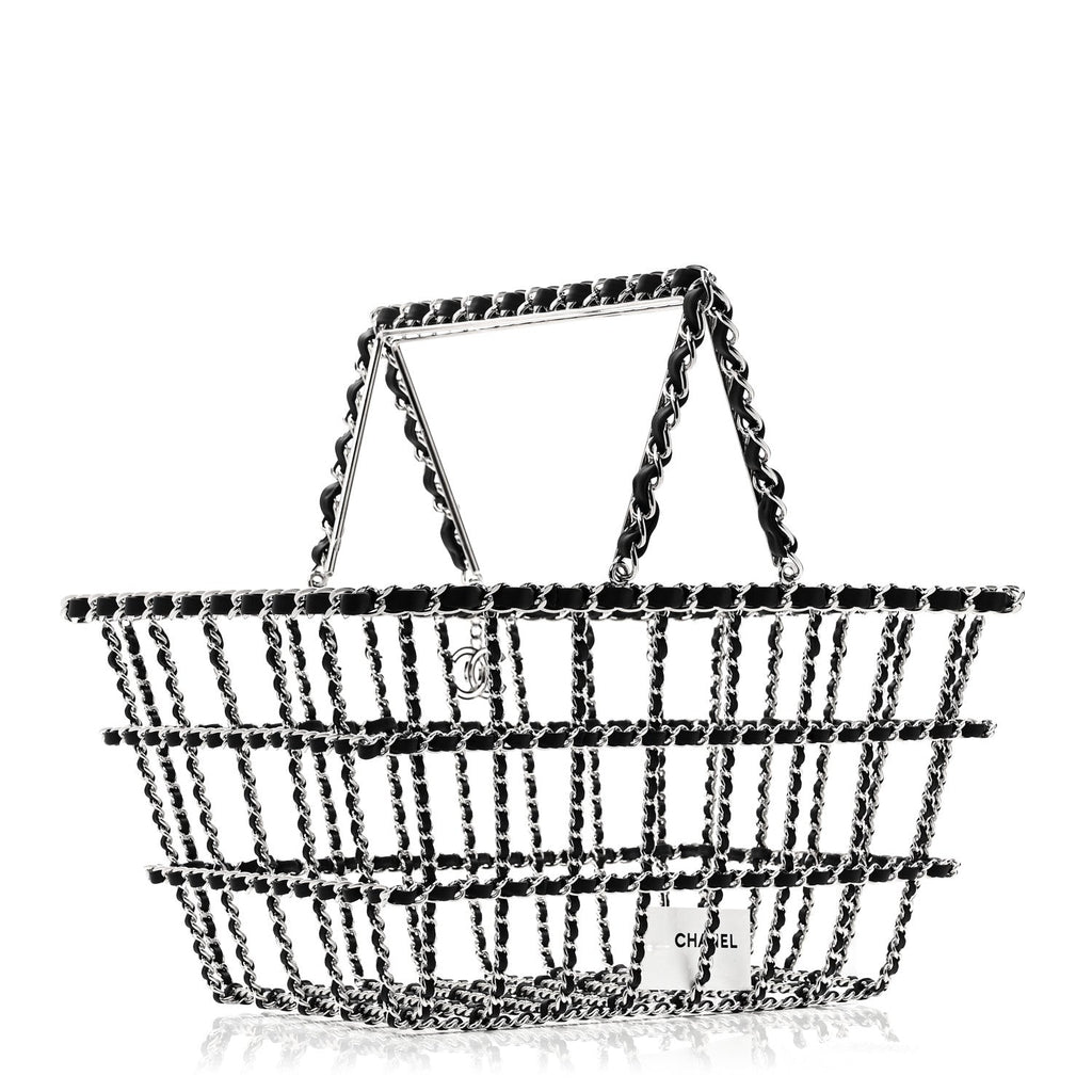 Chanel Brass Calfskin Large Grocery By Chanel Shopping Basket Silver