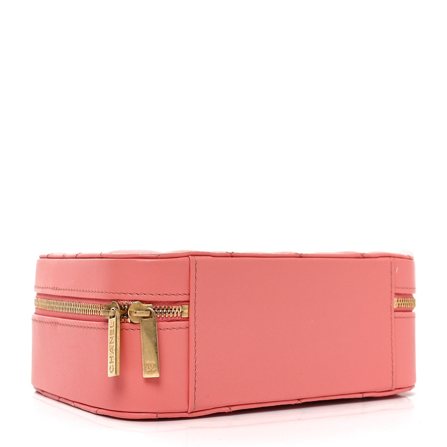 Chanel Lambskin Quilted Top Handle Small Vanity Case Pink