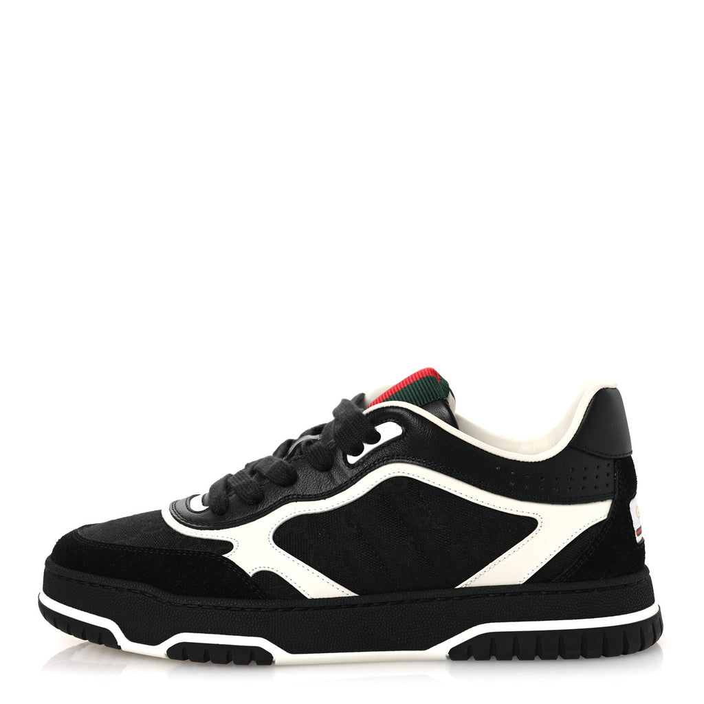 Gucci Calfskin Suede GG Monogram Re-Web Womens Sneakers 38 White Black