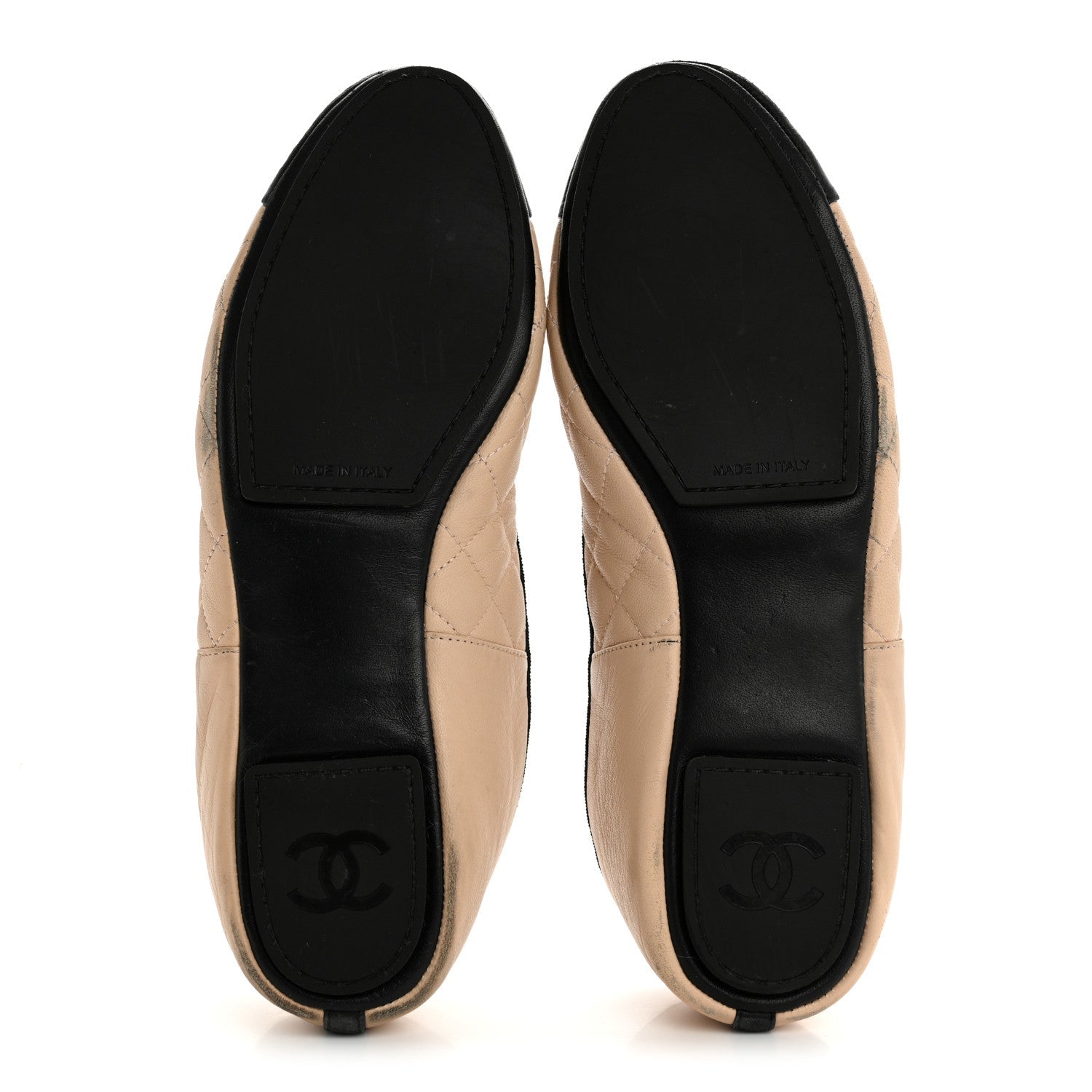 Lambskin Quilted Cap Toe Slipper With Pouch 39 Beige Black