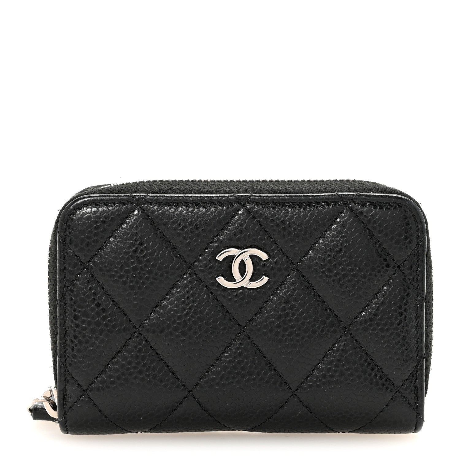 Caviar Quilted Zip Coin Purse Black
