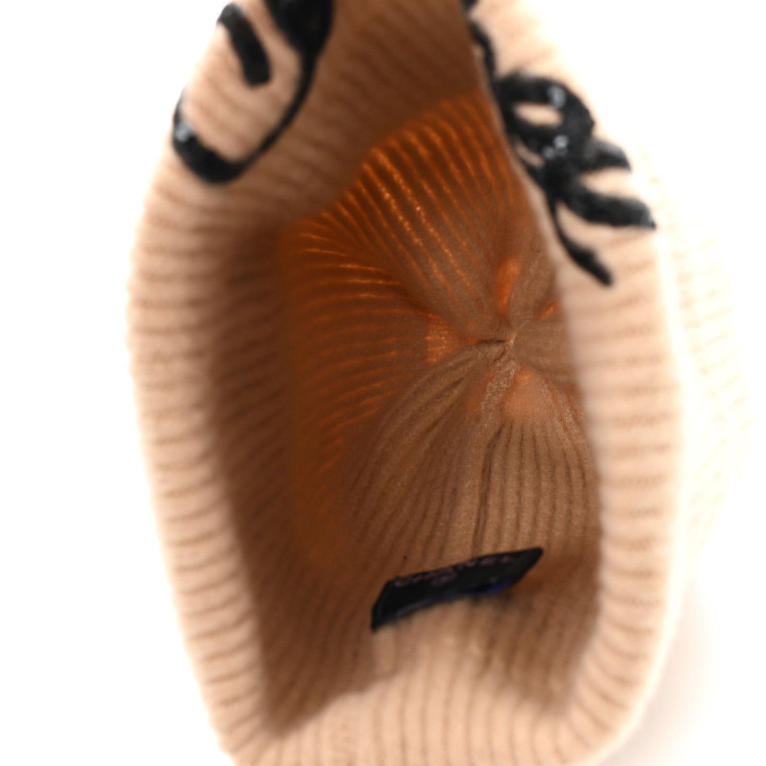 Cashmere Logo Beanie Hat Beige Black