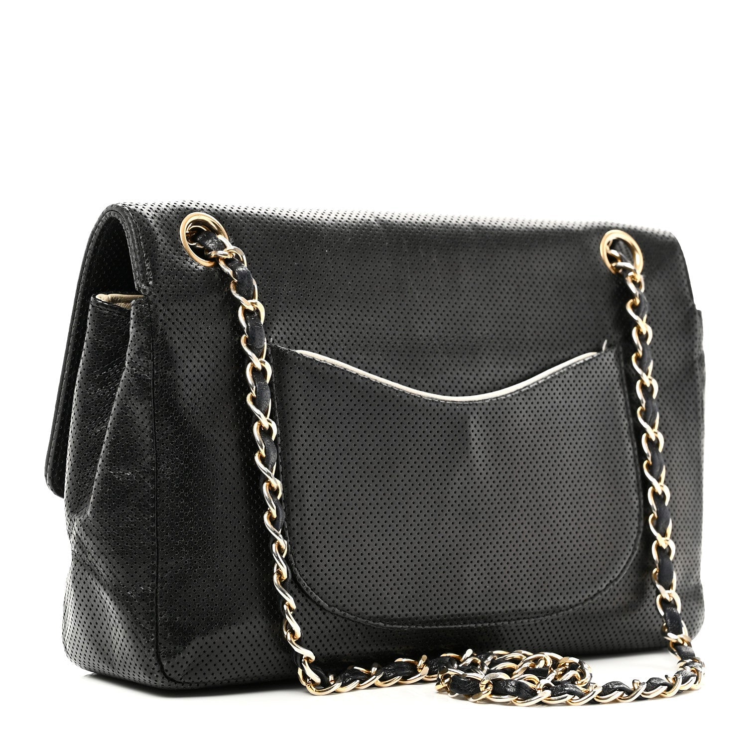 Chanel Lambskin Perforated Medium Single Flap Bag Black White