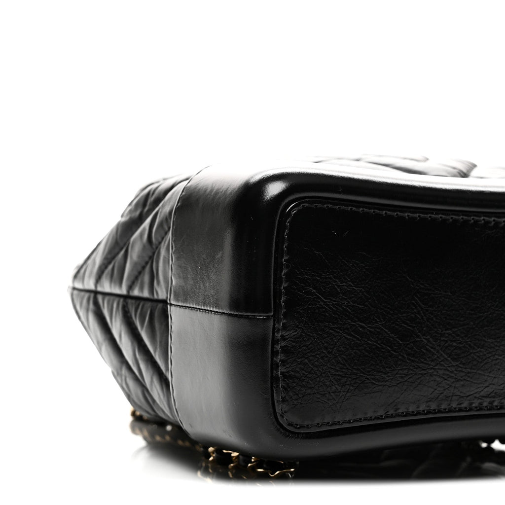 Chanel Aged Calfskin Chevron Quilted Small Gabrielle Backpack Black