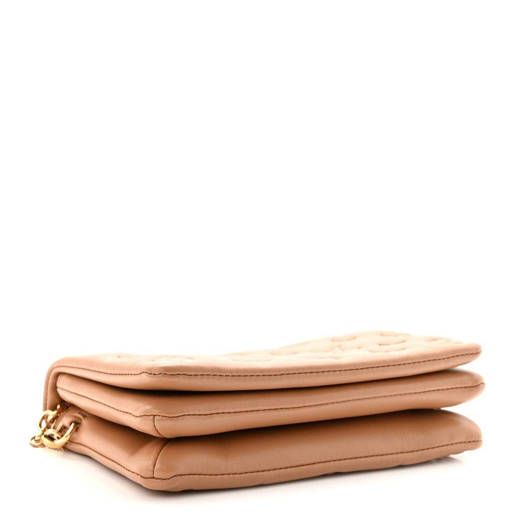 Louis Vuitton Lambskin Embossed Monogram Pochette Coussin Camel