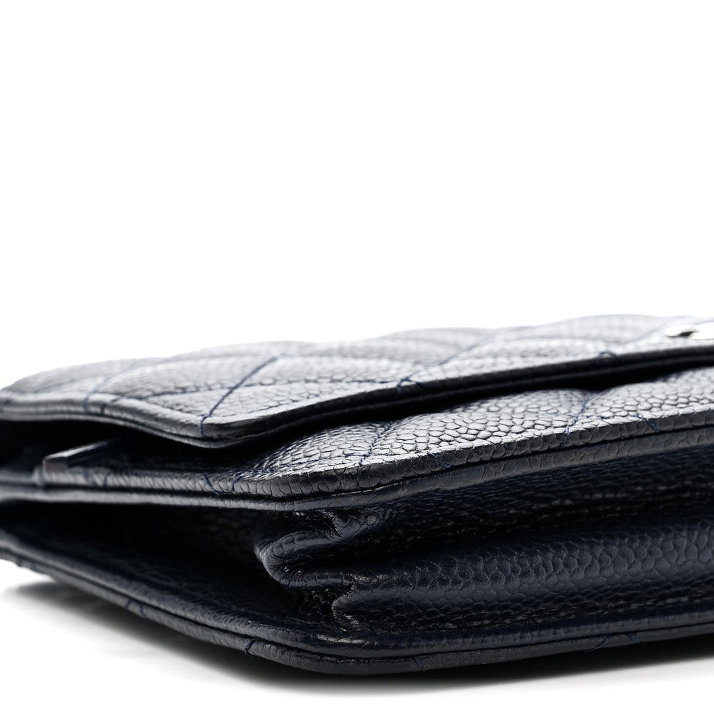 Chanel Caviar Quilted Wallet on Chain WOC Navy Blue